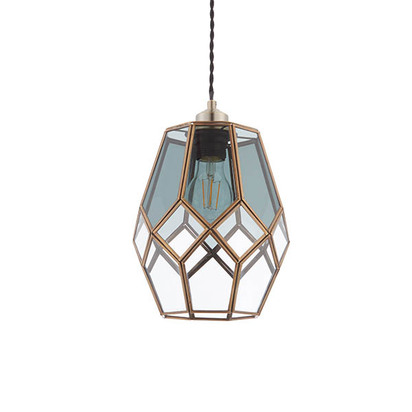 Brockdale Pendant shade Pendant easyfit light Antique solid brass & clear/smoked glass
