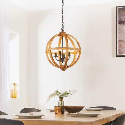 Camham 4lt pendant Pendant light Mango wood & dark bronze paint