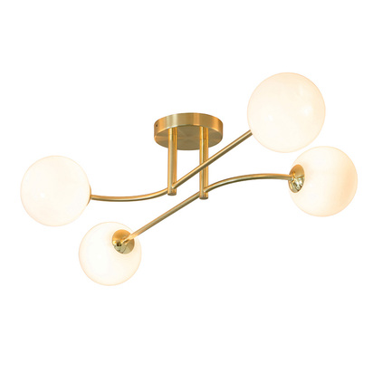 Briarworth 4lt semi flush Semi flush light Satin brass plate & opal glass