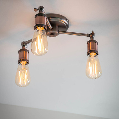 Alderdale 3lt semi flush Semi flush light Aged pewter & aged copper plate
