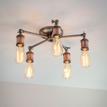 Alderdale 5lt semi flush Semi flush light Aged pewter & aged copper plate