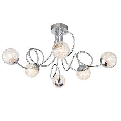 Calverley 6lt semi flush Semi flush light Chrome plate & clear glass with chrome beaded wire