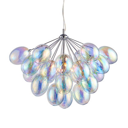 Beechview 6lt pendant Pendant light Chrome plate & iridescent glass