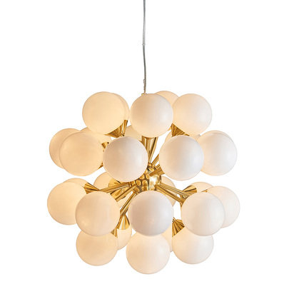 Briarstead 28lt pendant Pendant light Satin brass plate & gloss white glass