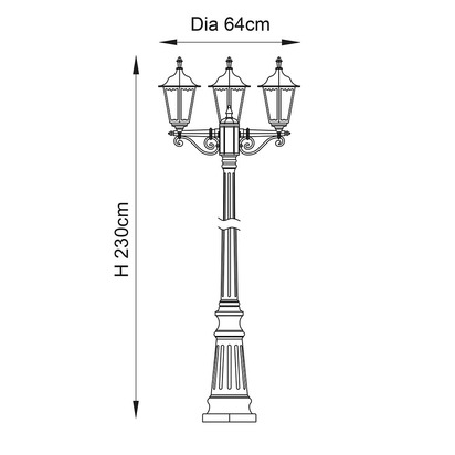 Heronford 3lt lamp post Floor light Matt black & clear glass
