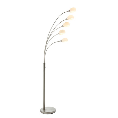 Belford 5lt floor Floor light Satin nickel plate & white glass