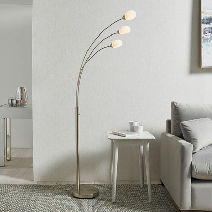 Belford 5lt floor Floor light Satin nickel plate & white glass