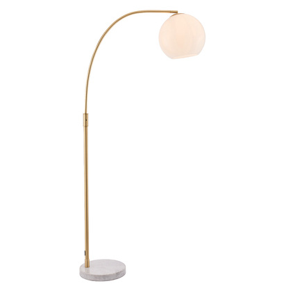 Briarworth Floor Floor light Satin brass plate, white/grey marble & opal glass