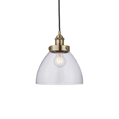 Avonham Pendant Pendant light Antique brass plate & clear glass