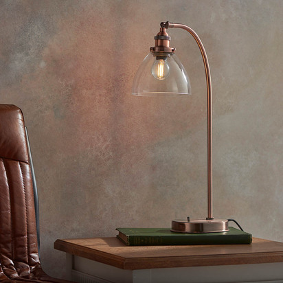 Avonham Task table Table light Aged copper plate & clear glass