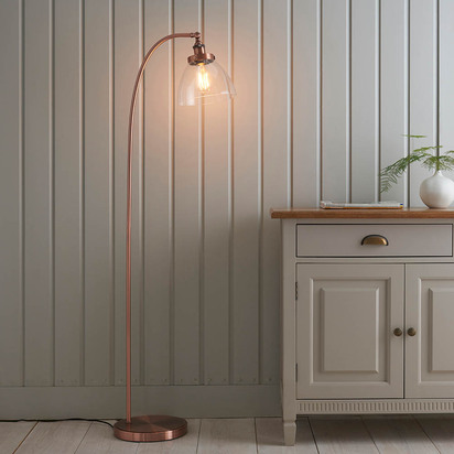 Avonham Task floor Floor light Aged copper plate & clear glass