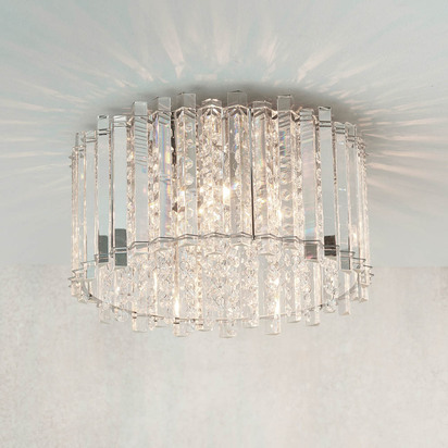 Avonford 4lt flush Flush light Clear crystal glass & chrome plate