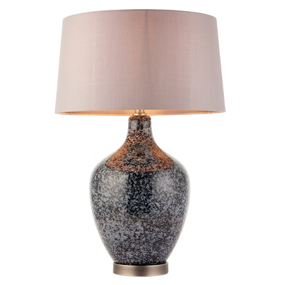 Beechcombe Table Table light Grey black painted glass & matt nickel plate with mink fabric