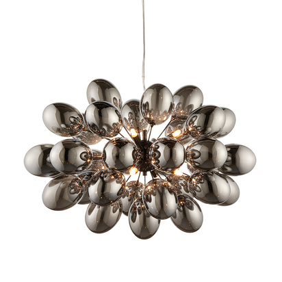 Beechview 8lt pendant Pendant light Black chrome plate & dark chromed glass