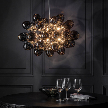 Beechview 8lt pendant Pendant light Black chrome plate & dark chromed glass