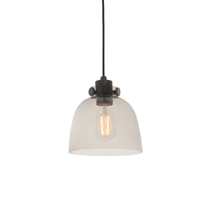 Carfield Pendant Pendant light Smokey grey tinted glass & black chrome plate