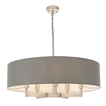 Alderbridge 5 Light Pendant Pendant light Matt nickel plate & grey fabric