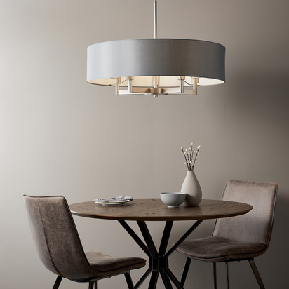 Alderbridge 5 Light Pendant Pendant light Matt nickel plate & grey fabric