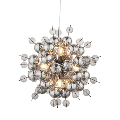 Belwell 9Lt Pendant Pendant light Black chrome plate with smoked mirror & tinted glass