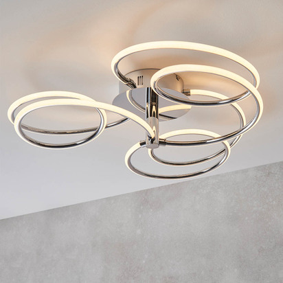 Ambercroft 3lt semi flush Semi flush light Chrome plate & white silicone