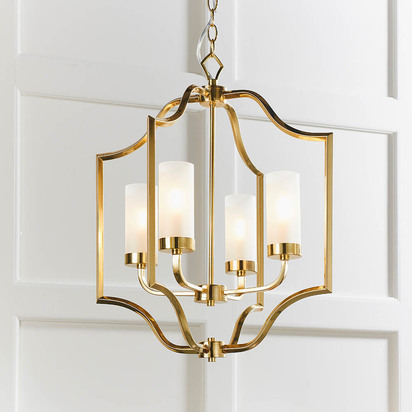 Aftoncroft 4lt pendant Pendant light Satin brass plate & frosted glass