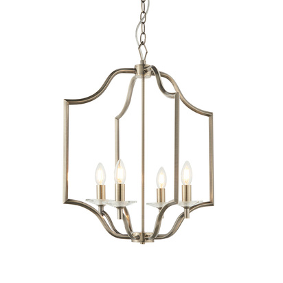 Blytheham 4lt pendant Pendant light Antique brass plate & clear crystal