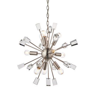 Bramcroft 9lt pendant Pendant light Satin nickel plate & clear crystal