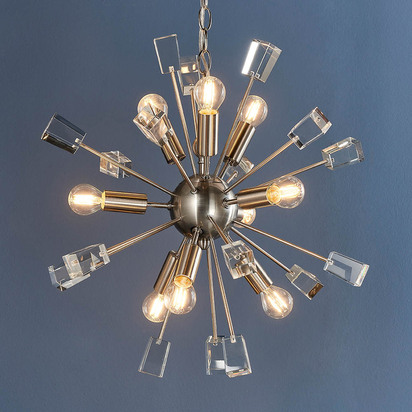 Bramcroft 9lt pendant Pendant light Satin nickel plate & clear crystal