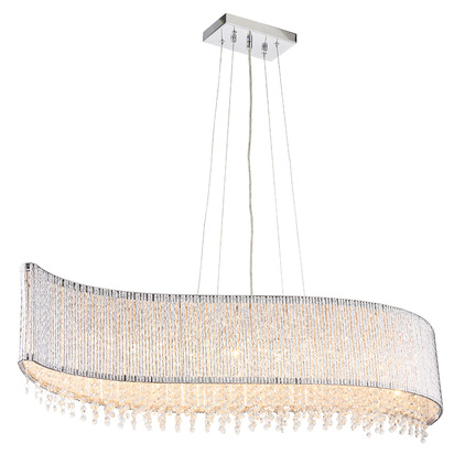Ashview 8lt linear pendant Pendant light Chrome plate & clear crystal