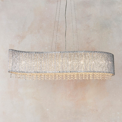 Ashview 8lt linear pendant Pendant light Chrome plate & clear crystal