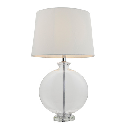 Gideon Table Table light Clear glass, nickel plate & white linen fabric
