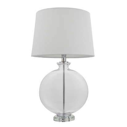 Gideon Table Table light Clear glass, nickel plate & white linen fabric