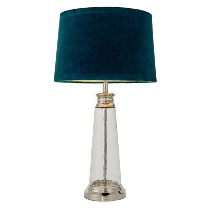 Carworth Table Table light Clear hammered glass & bright nickel plate with teal velvet