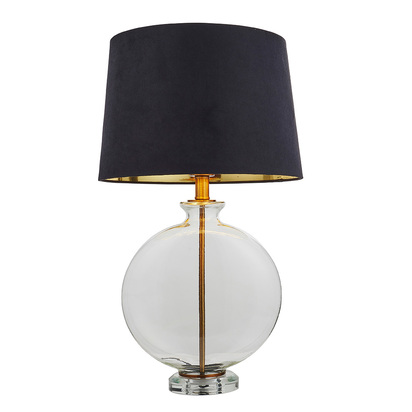 Alderton Table Table light Clear glass, antique brass plate & black fabric