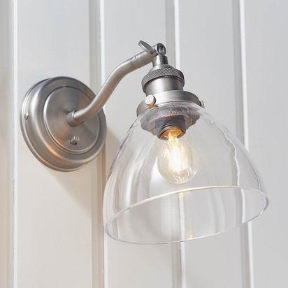 Avonham Wall Wall light Brushed silver paint & clear glass