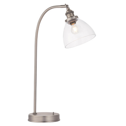 Avonham Task table Table light Brushed silver paint & clear glass