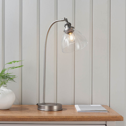 Avonham Task table Table light Brushed silver paint & clear glass
