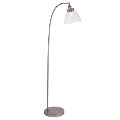 Avonham Task floor Floor light Brushed silver paint & clear glass