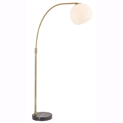 Briarworth Floor Floor light Matt antique brass plate, black marble & opal glass