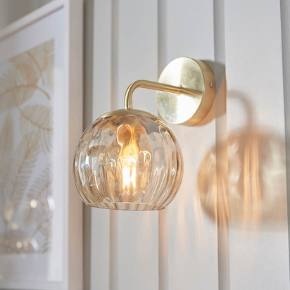 Abberwell Wall Wall light Satin brass plate & champagne lustre glass