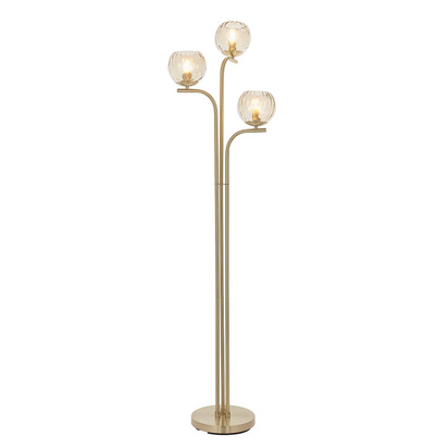 Abberwell 3lt floor Floor light Satin brass plate & champagne lustre glass