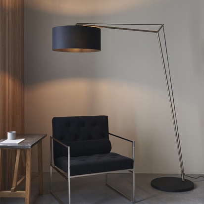 Bramwick Floor Floor light Matt nickel plate & black cotton fabric