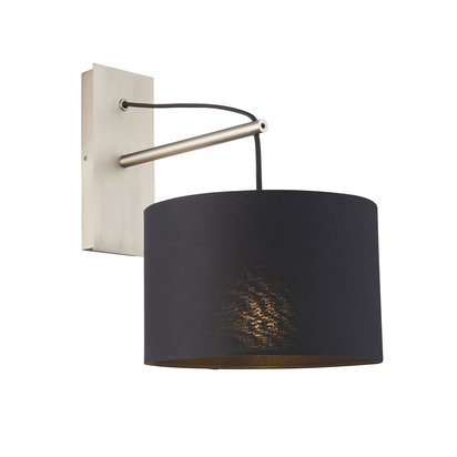 Bramwick Wall Wall light Matt nickel plate & black cotton fabric