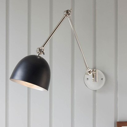 Blytheview Swing arm wall Wall light Polished nickel plate & matt black