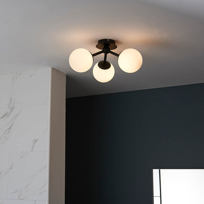 Brimworth 3lt semi flush Semi flush light Matt black & matt white glass