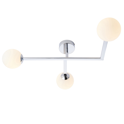 Burwick 3lt semi flush Semi flush light Chrome plate & matt opal glass