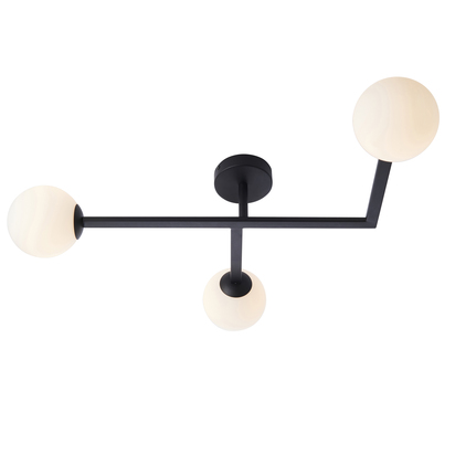 Burwick 3lt semi flush Semi flush light Matt black & matt opal glass