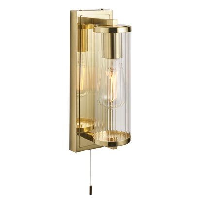 Calheath Wall Wall light Satin brass plate & clear ribbed glass