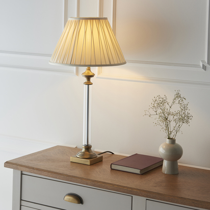 Caversham Table base Table light Antique brass plate & clear glass