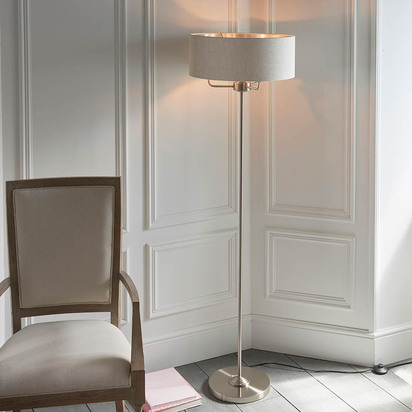 Beechbrook 3lt Floor Floor light Brushed chrome plate & natural linen